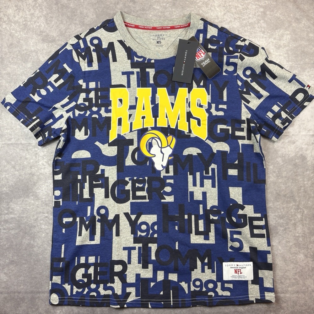 Los Angeles Rams‎ Tommy Hilfiger T-Shirt Mens Large Grey Blue NFL Preppy NEW - Picture 2 of 9